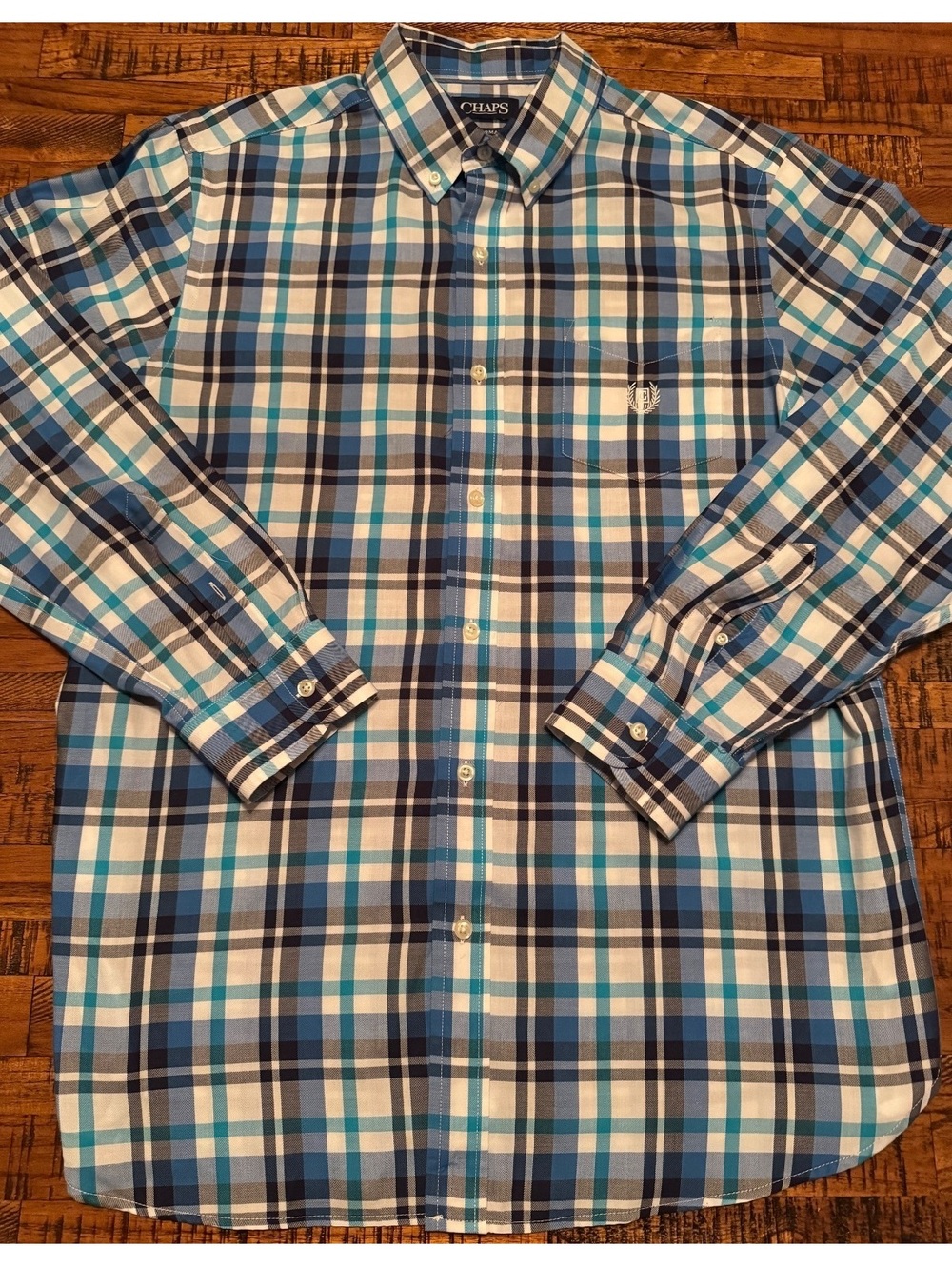 Chaps Performance Men's Long Sleeve Plaid Button-Down Shirt Large